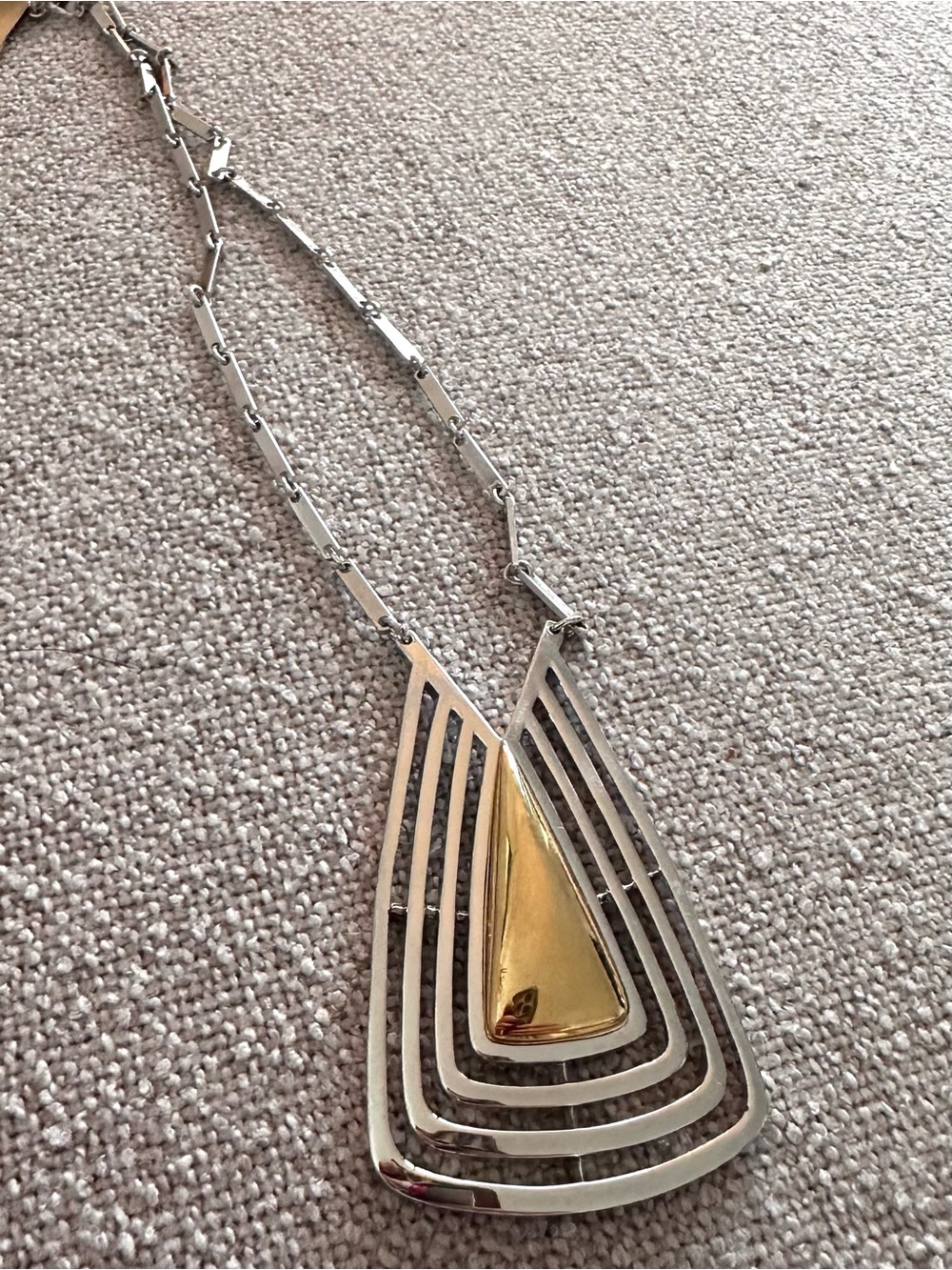 Vintage Carlo Biagi signed MCM pendant necklace costume jewelry silver gold